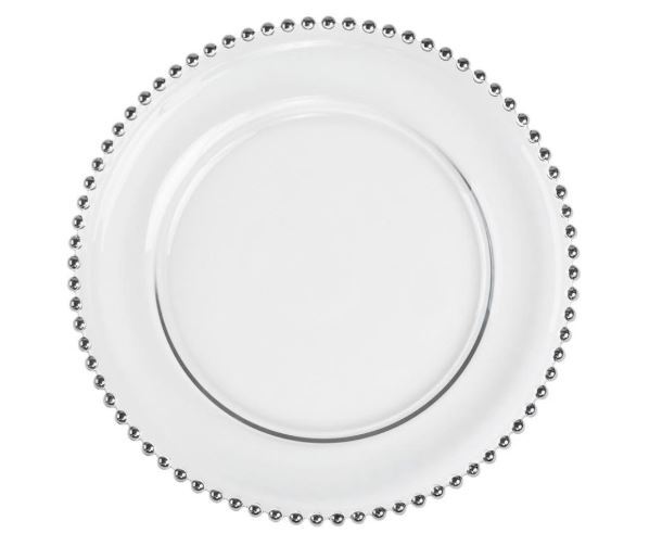 Charger Plate Silver Beaded Edge
