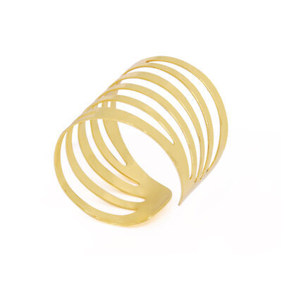 Napkin Ring Gold Linear Cutout